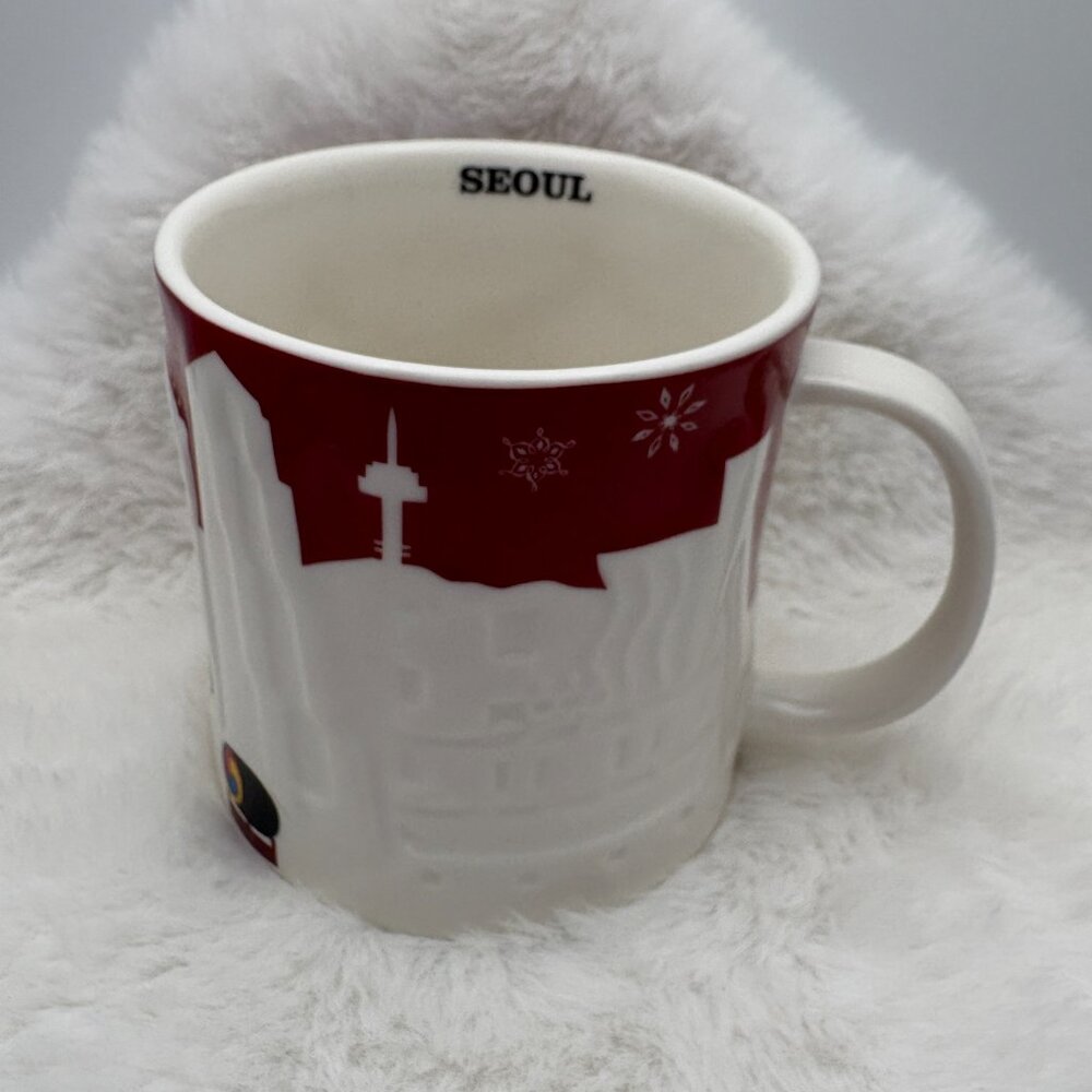 Starbucks Relief Mug SEOUL RED 2013 Christmas Holiday Coffee Mug (SKU: 278MI)